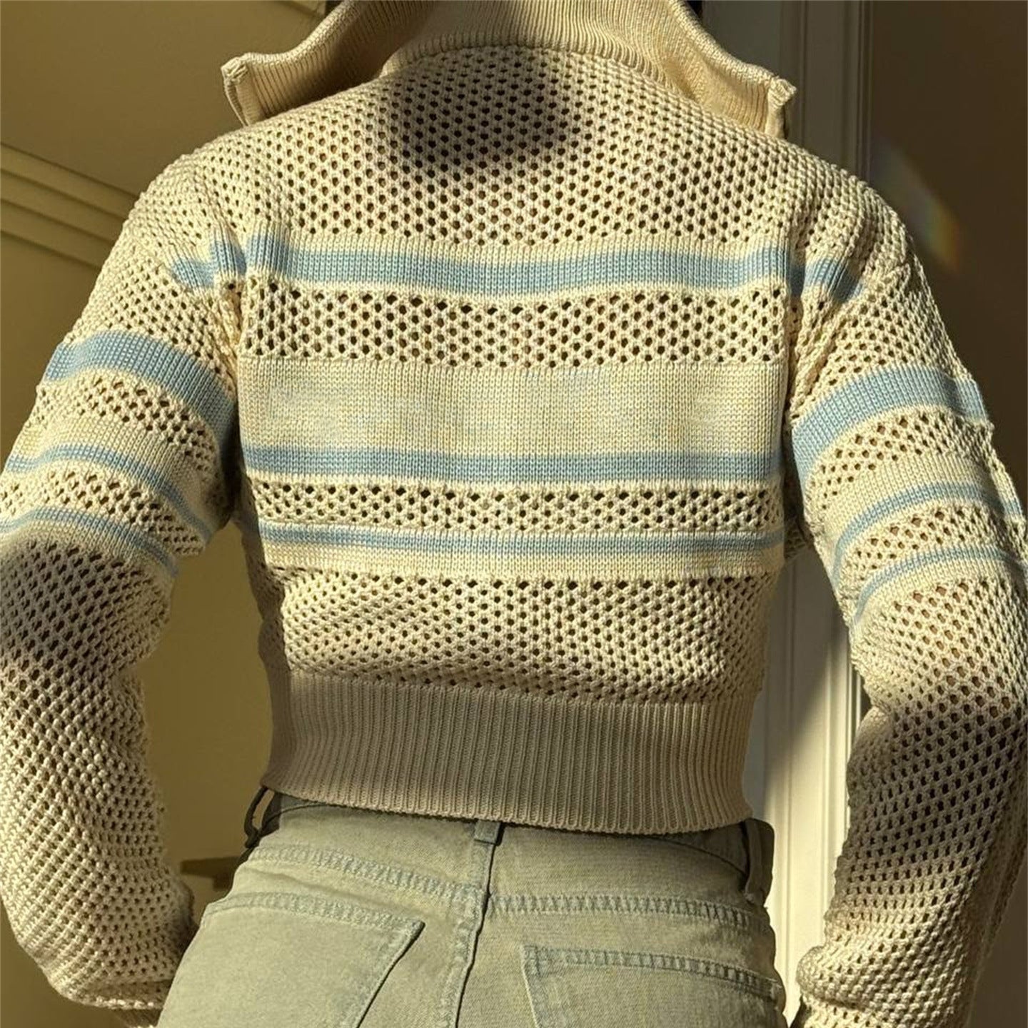 Summer Collar Long Sleeves Casual Hollow Sweaters