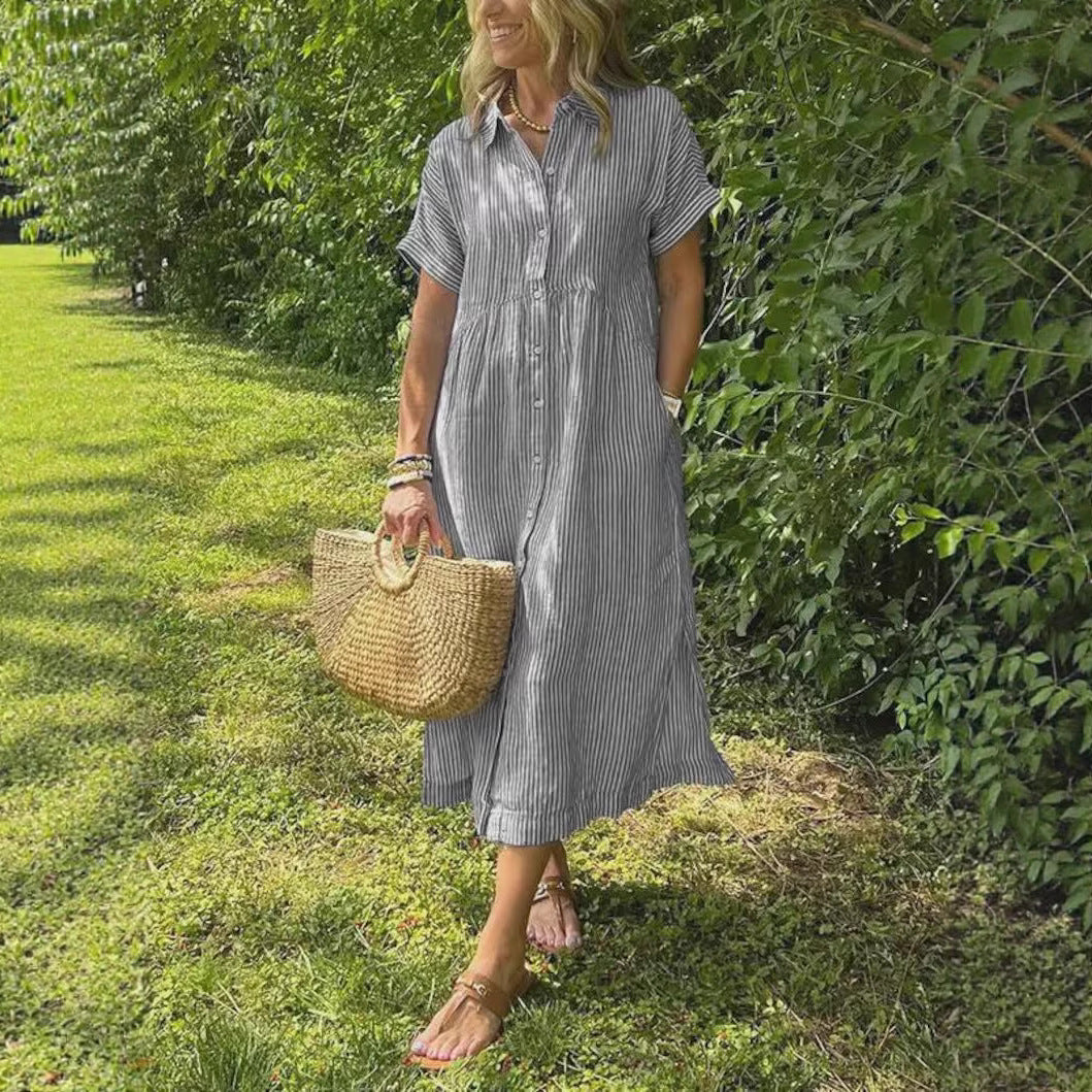 Pretty Elegant Women's Striped Printed Loose Dress