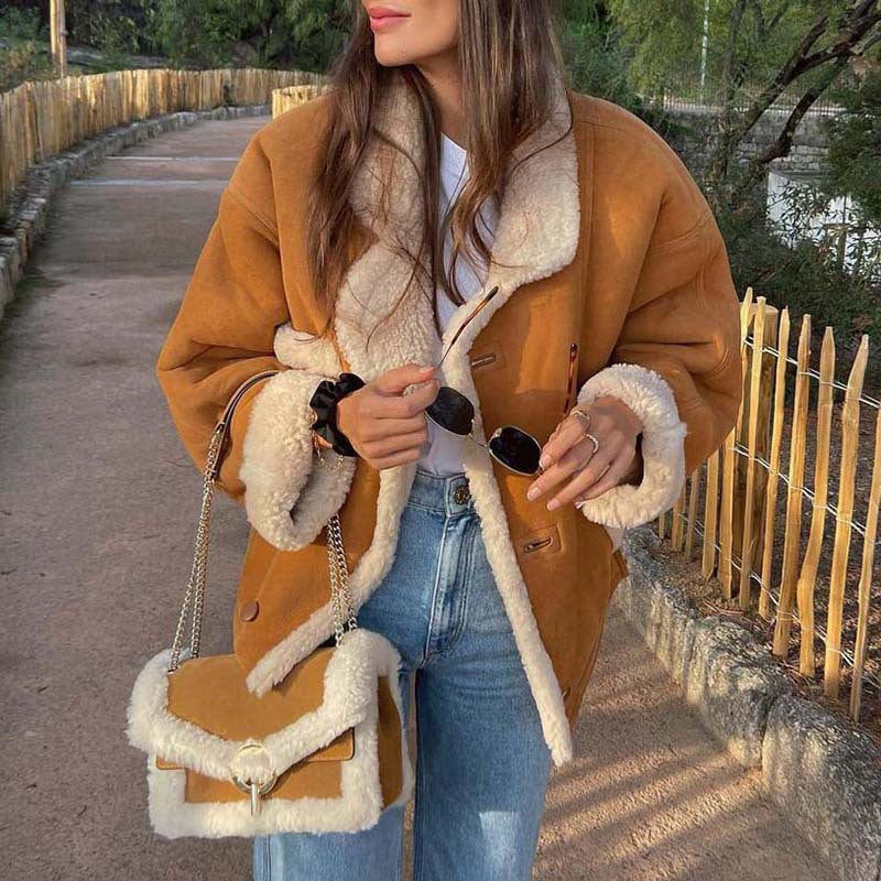 Women's Suede Fashion Casual Loose Warm Faux Jackets