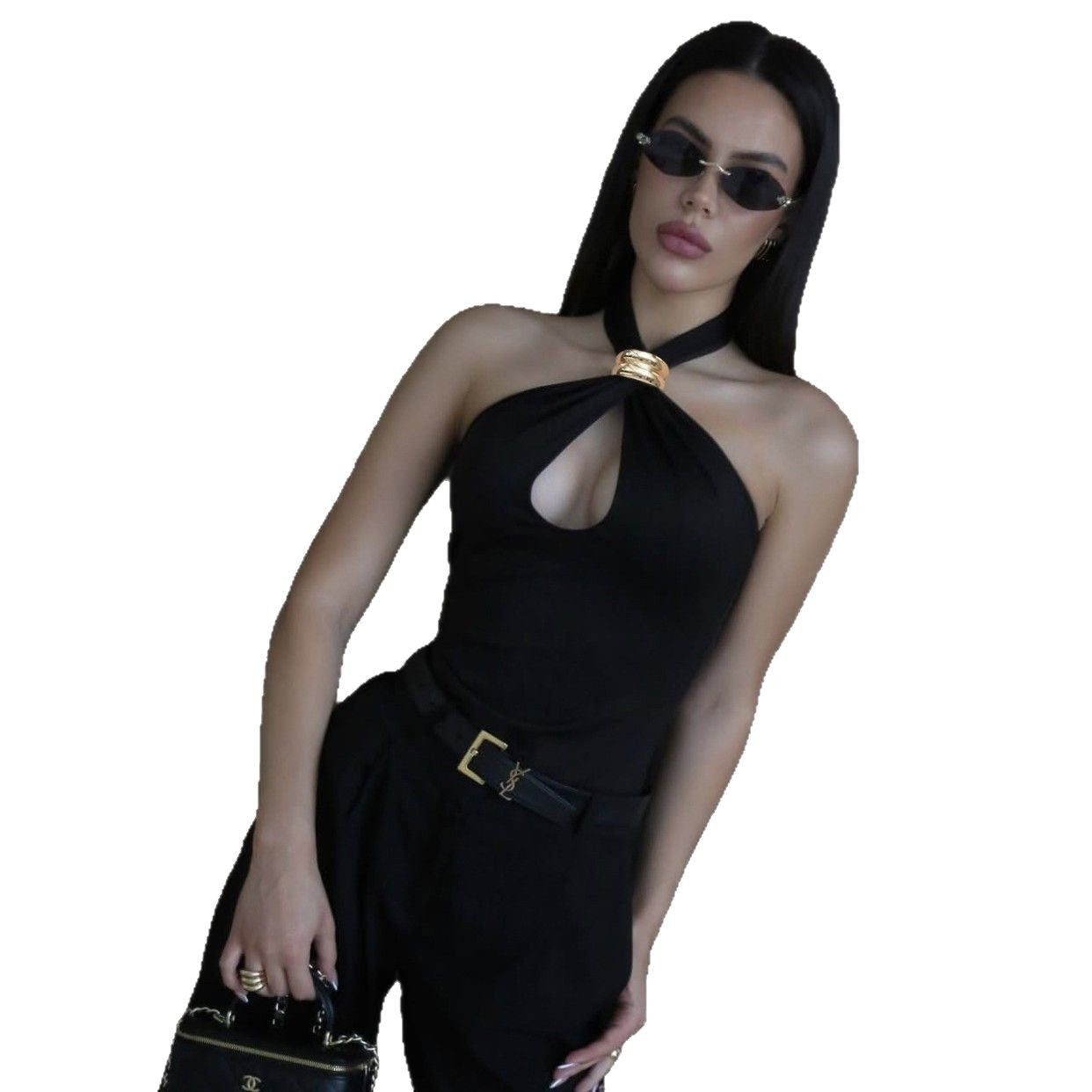 Women's Sense Of Design Solid Color Metal Blouses