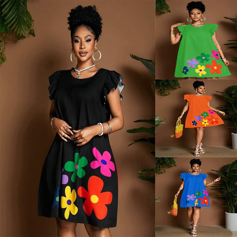 Women's Round Neck Fashion Printed Casual Dress