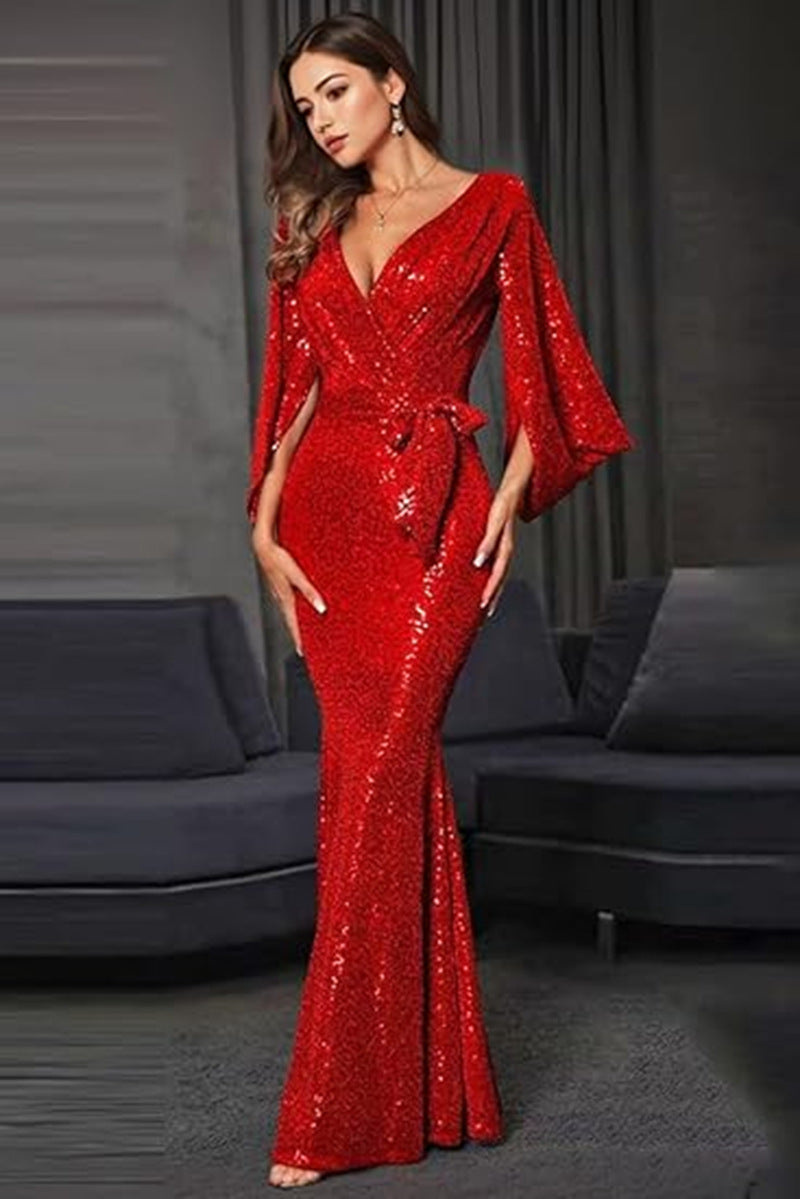 Bridal Summer Dress Sexy Slit Sequined Dresses