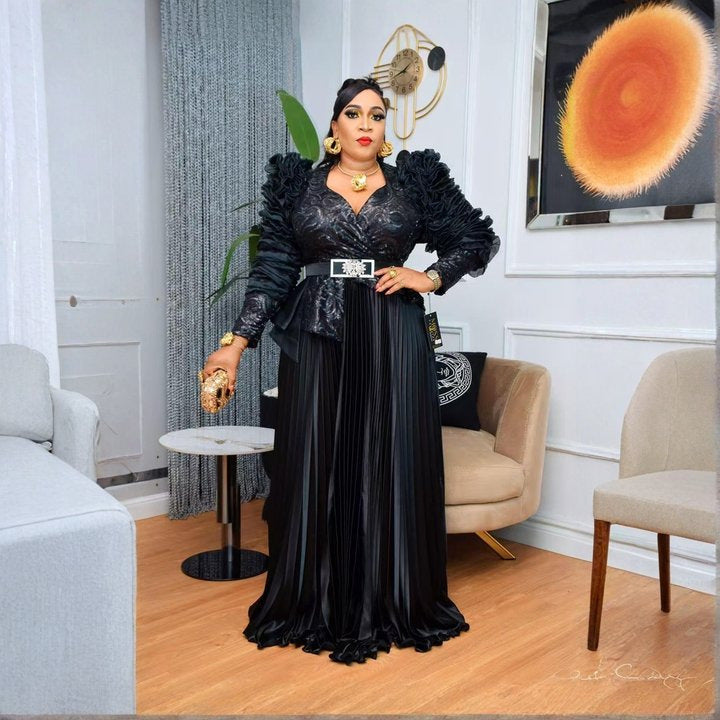 Women's Rhinestone Sequin Banquet Dress African Wear Plus Size