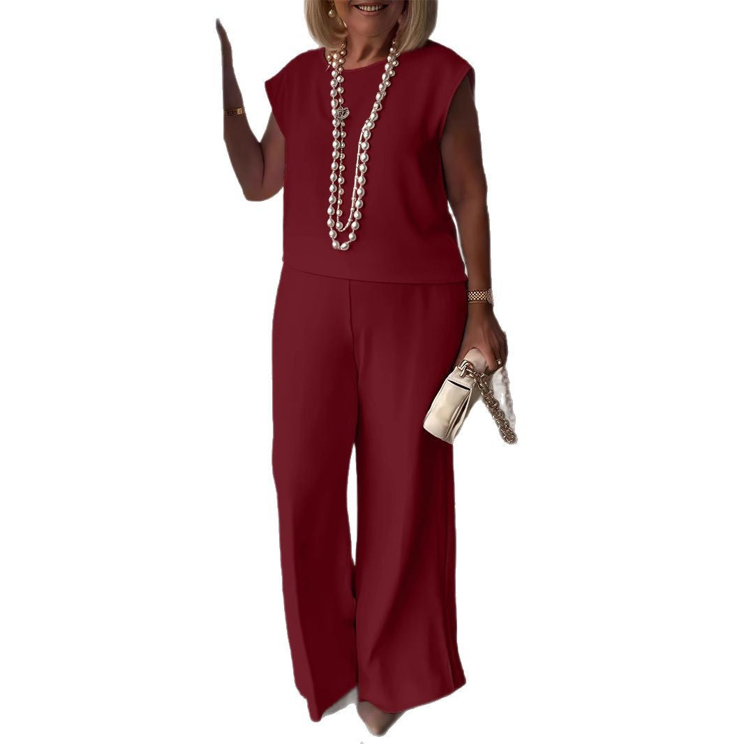 Women's Solid Color Sports Round Neck Sleeveless Fashion Casual Suit