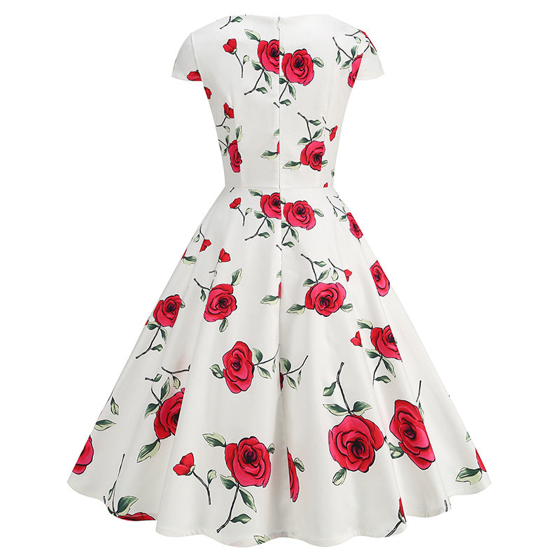 Style Sleeve Printed Large Swing Dress Dresses