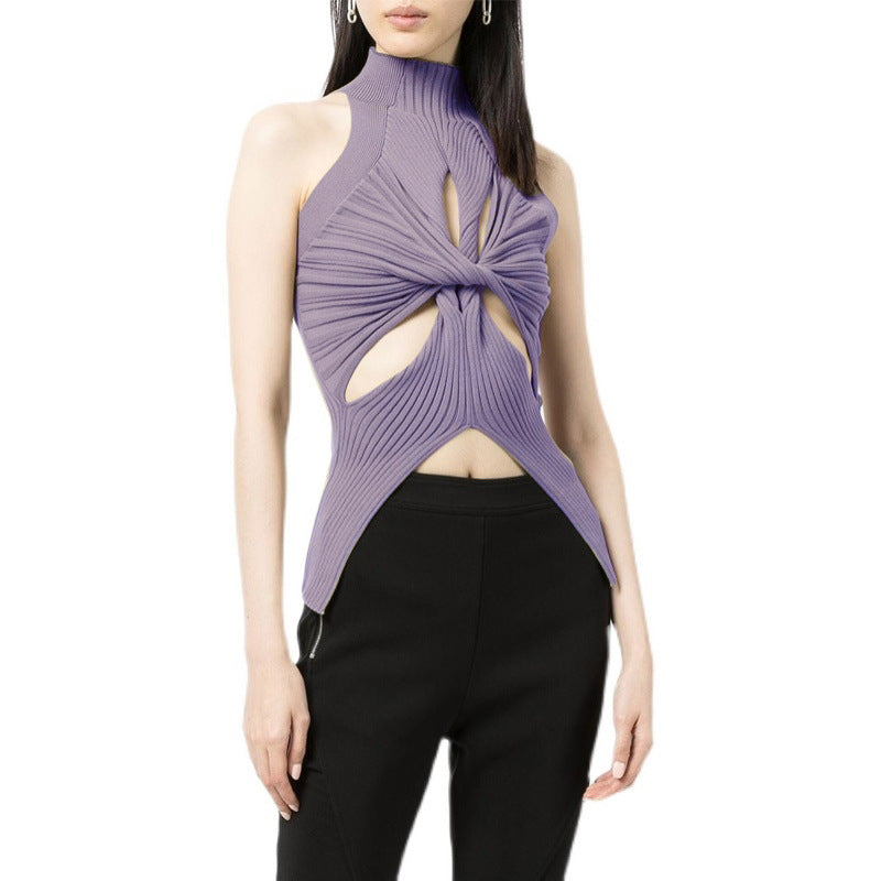 Women's Summer Turtleneck Sleeveless Irregular With Personality Tops