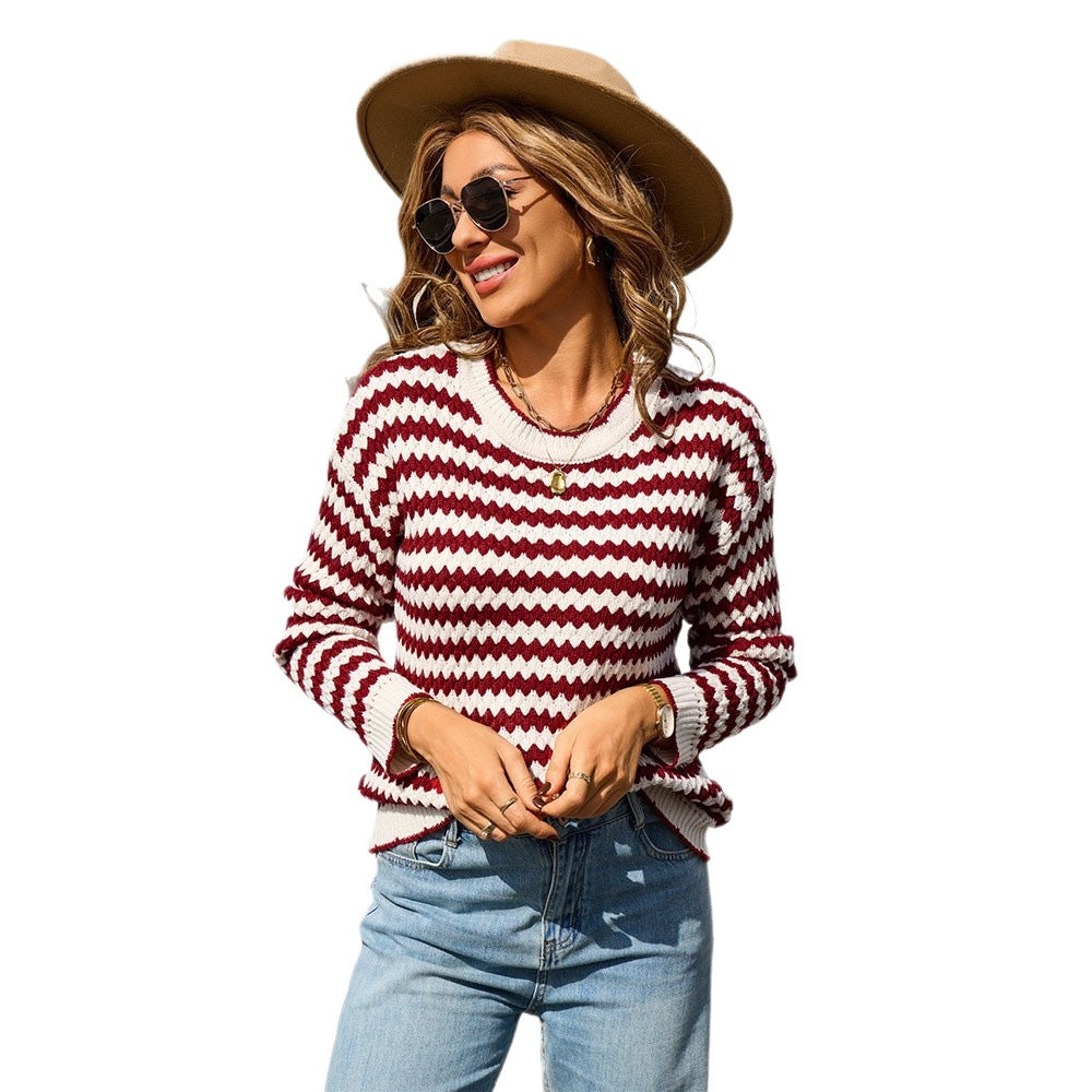 Cool Elegant Simple Stripes Long Sleeve Sweater