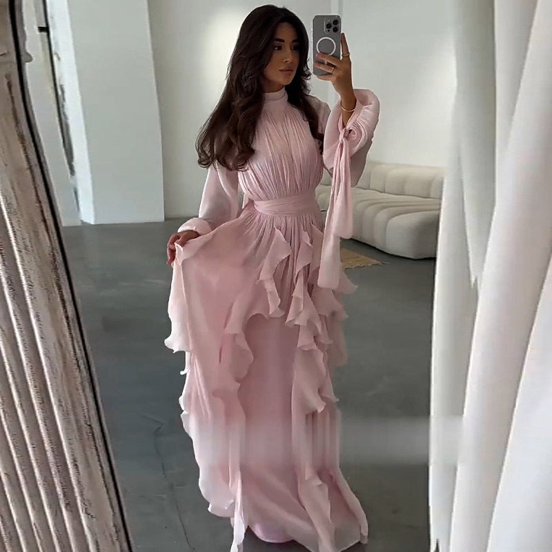 Women's Elegant Fashion Ruffles Slim Dress Dresses