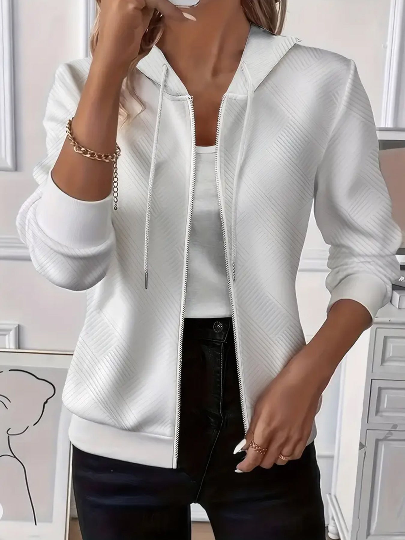 Women's Solid Color Long Sleeve Knitted Zipper Women's Sweater, Sweater