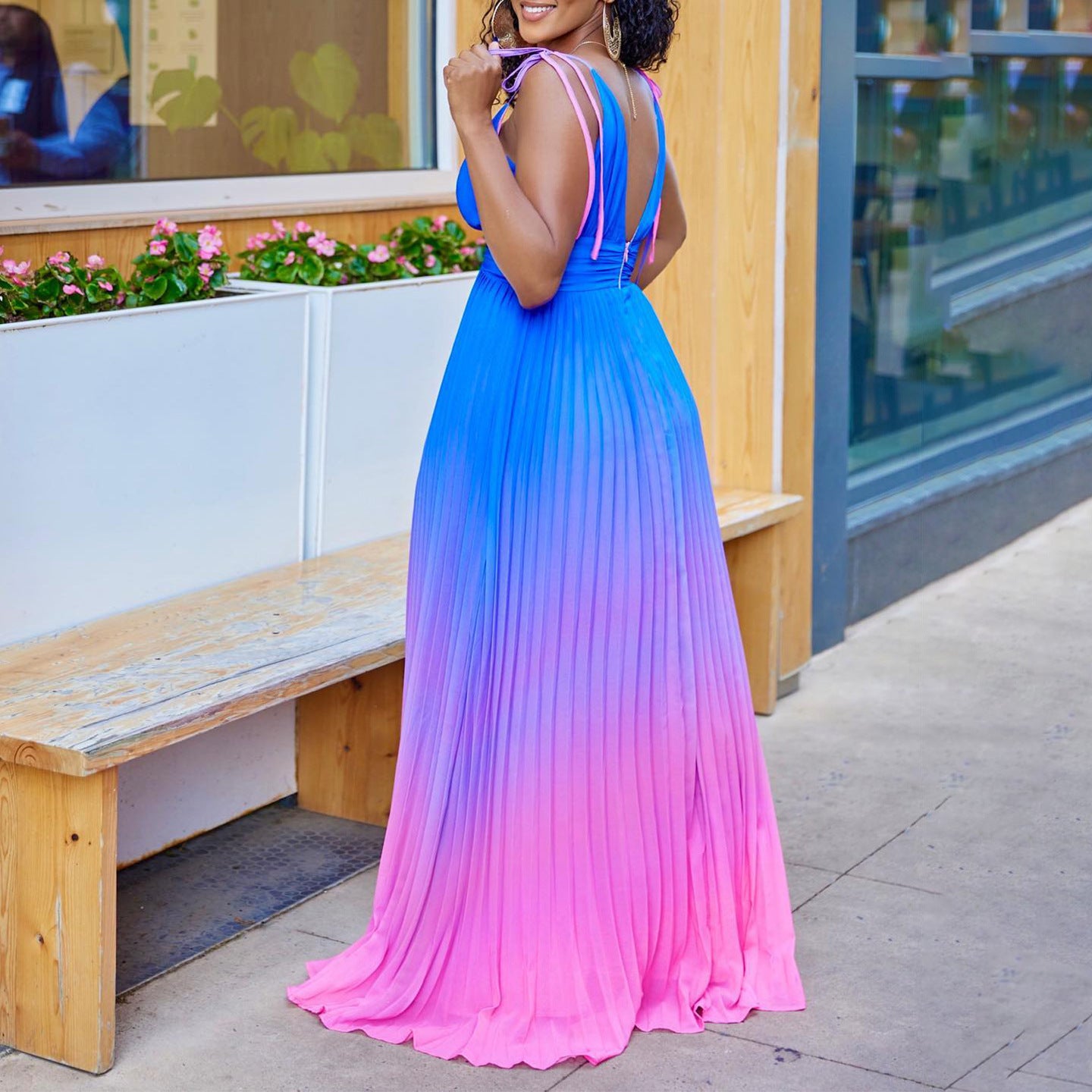 Women's Deep Sexy Pleated Spaghetti Straps Chest Wrap Dress