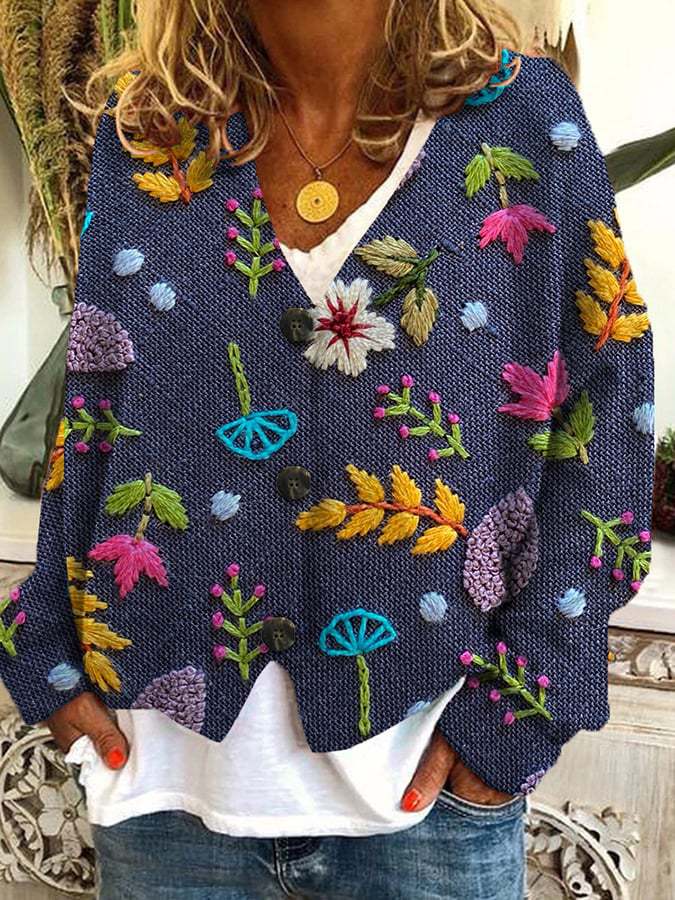 Women's Digital Printing Thick Needle Large Long-sleeved Sweaters