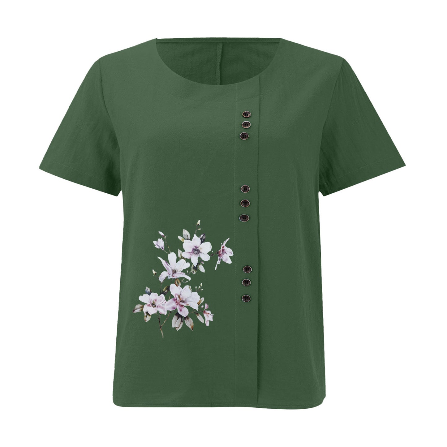 Women's Cotton Linen Retro Casual Loose Short-sleeved Blouses