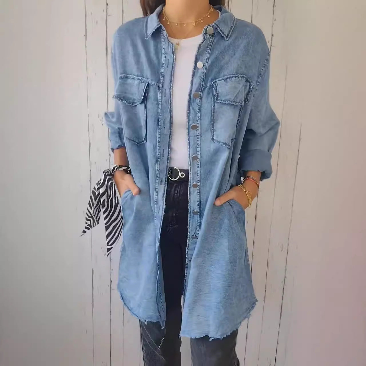 Women's Fashion Polo Collar Solid Color Single-breasted Jackets