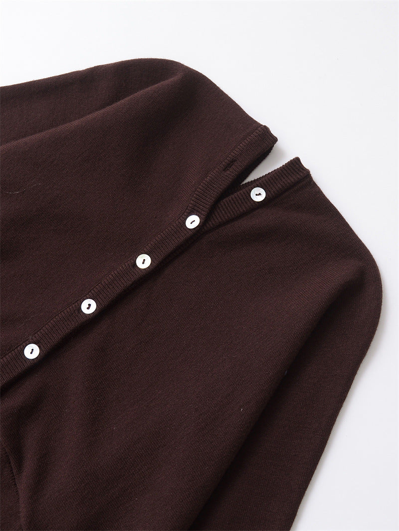 Women's Winter Fashion Single-breasted Slim Hem Knitted Knitwear