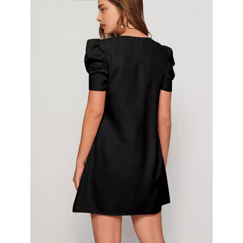 Solid Color High Waist Fashion Elegant Dress