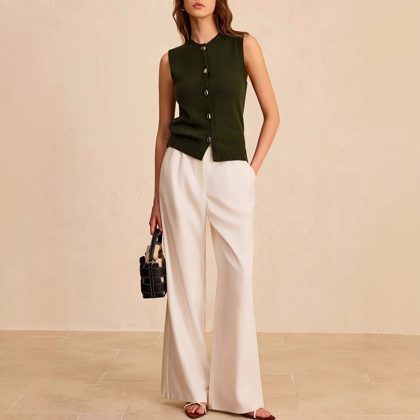 Women's Elegant Casual Woolen Simple Commute Inner Wear Vests