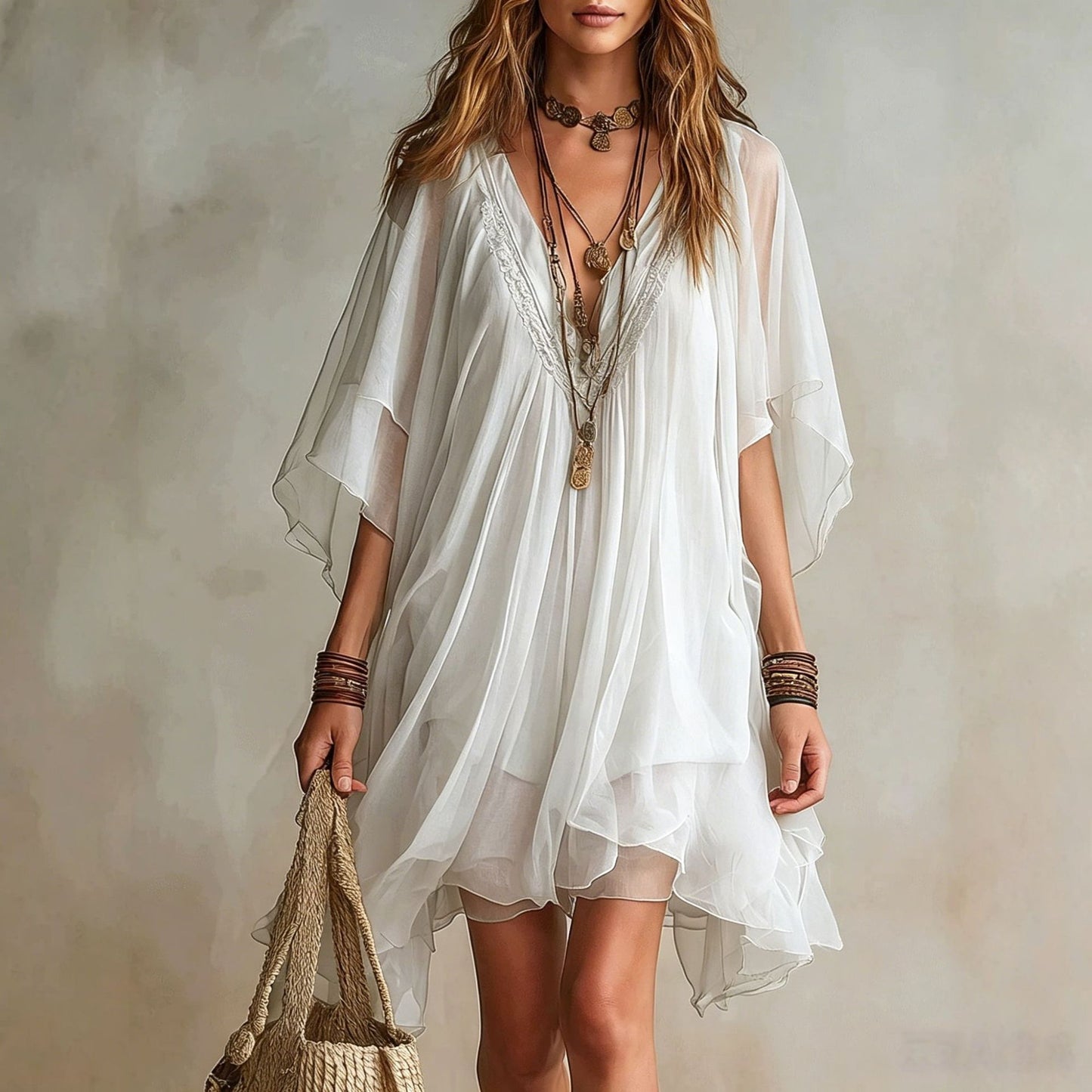 Women's Summer Chiffon Seaside Vacation Loose Beach Dress