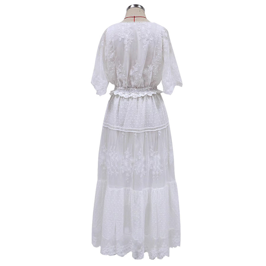 Women's Comfortable Summer Short-sleeved Lace Dress Dresses
