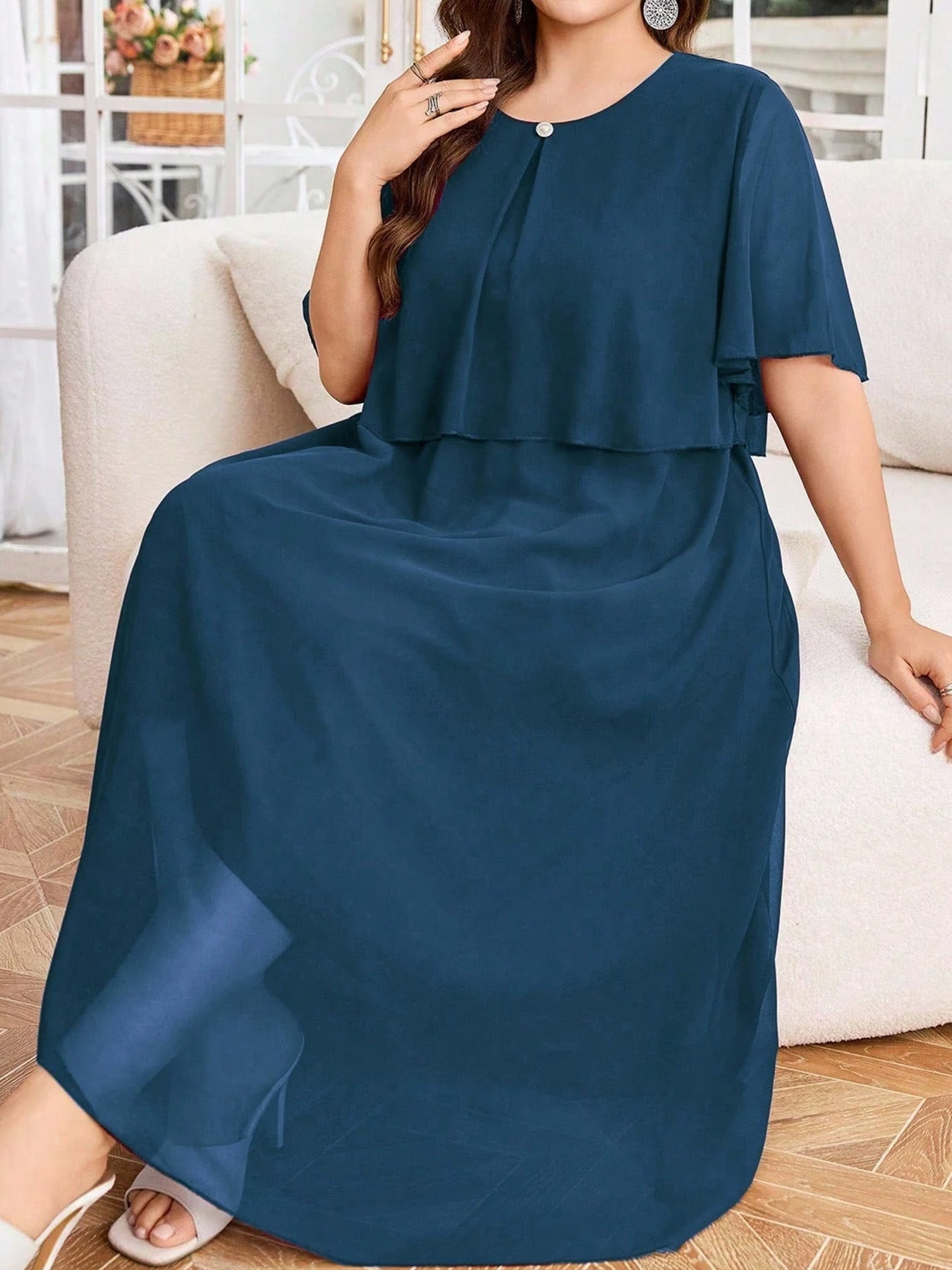 Color Round Neck Sleeves Casual Romantic Beach Elegant Graceful Shorts