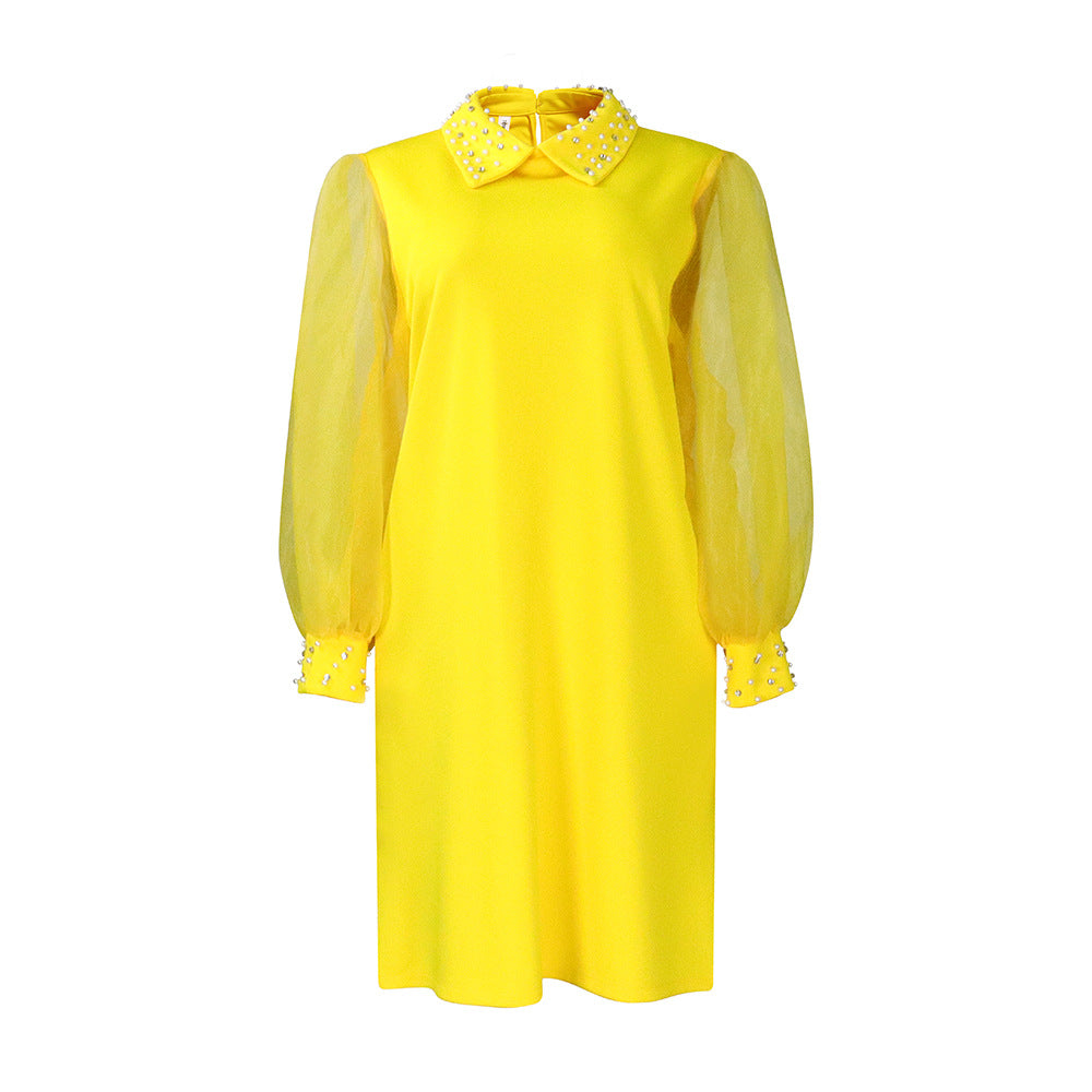 Women's Temperament Mesh Splicing Beads Loose African Dresses