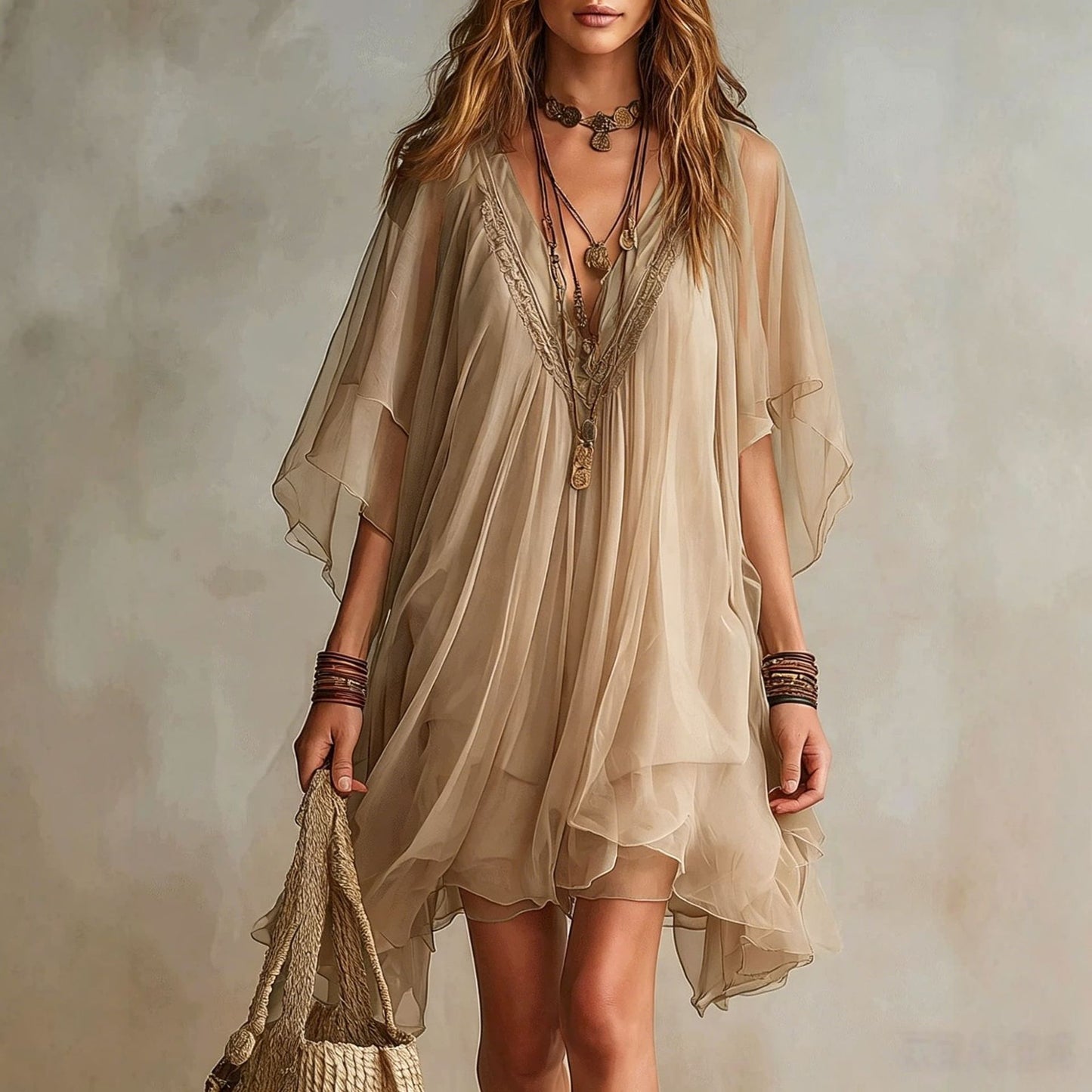 Women's Summer Chiffon Seaside Vacation Loose Beach Dress