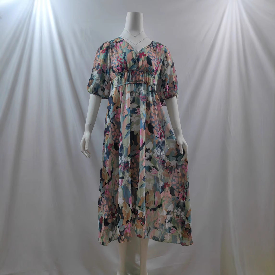 Casual Classic Summer Temperament Chiffon Printed Dress