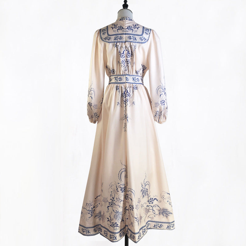 Women's Printed Vacation Style Single Breasted Long Sleeve Dresses