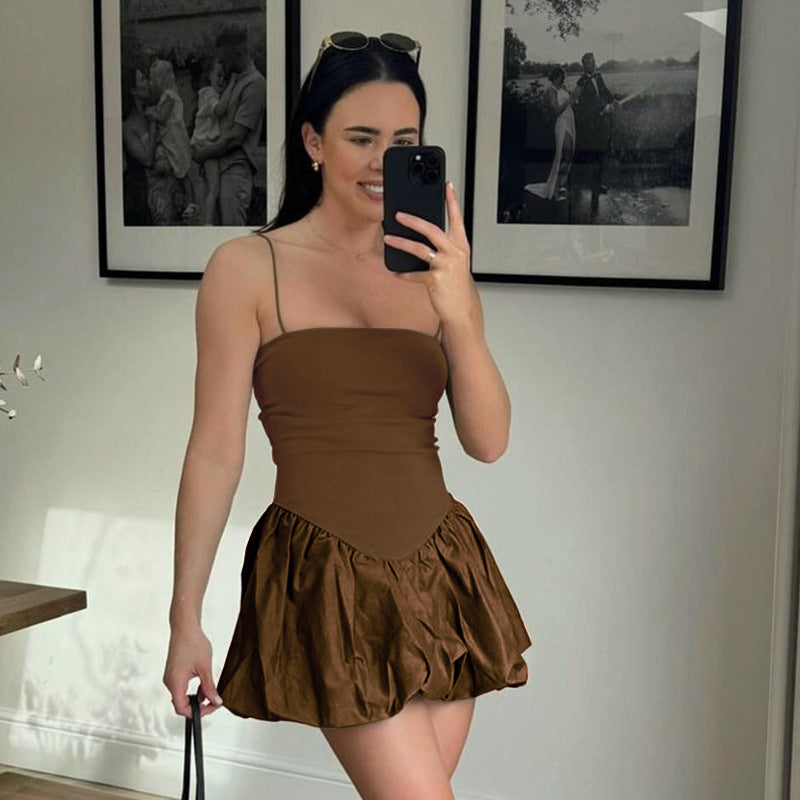 Women's Summer Solid Color Sleeveless Sexy Strap Dresses