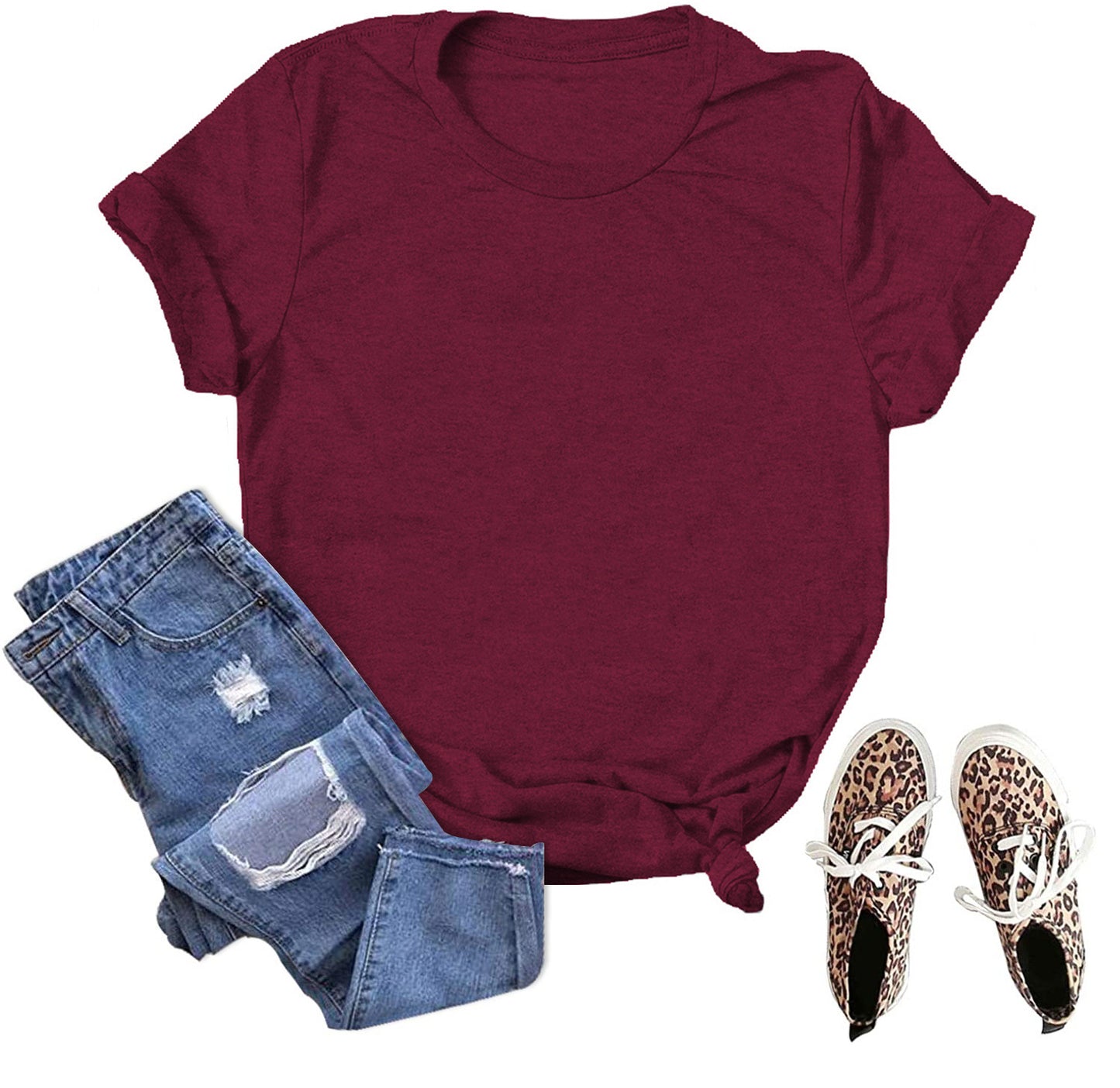 Women's & Men's & Solid Color Blank Loose T-shirt Blouses
