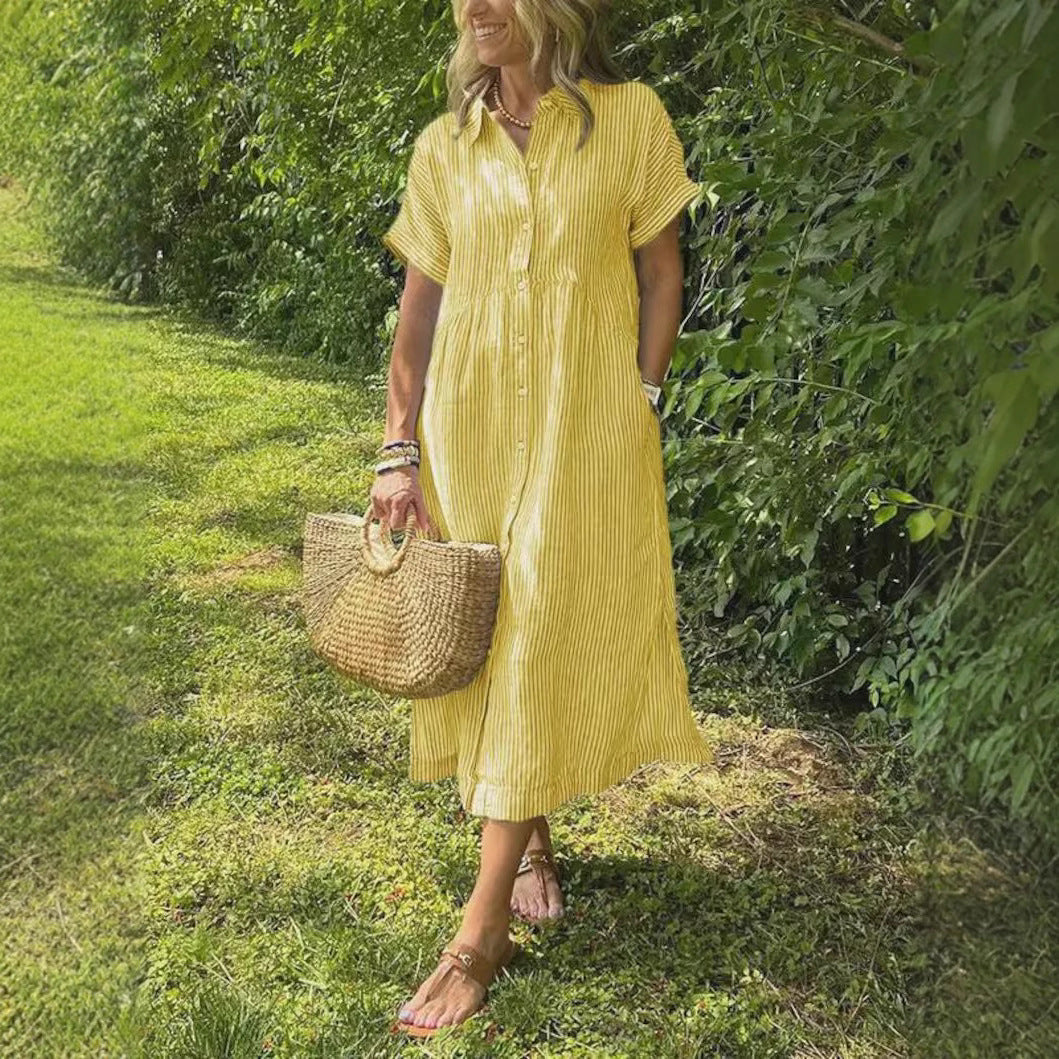 Pretty Elegant Women's Striped Printed Loose Dress