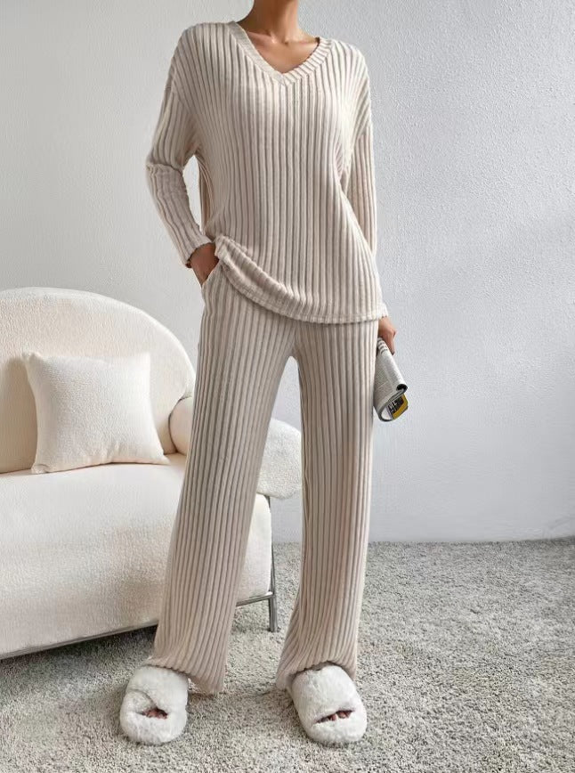 Two-piece Straight Loose Sunken Stripe Temperament Pants