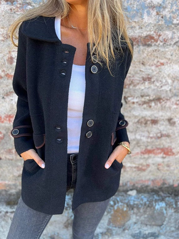 Women's Stylish Lapel Single Breasted Long-sleeved Coats