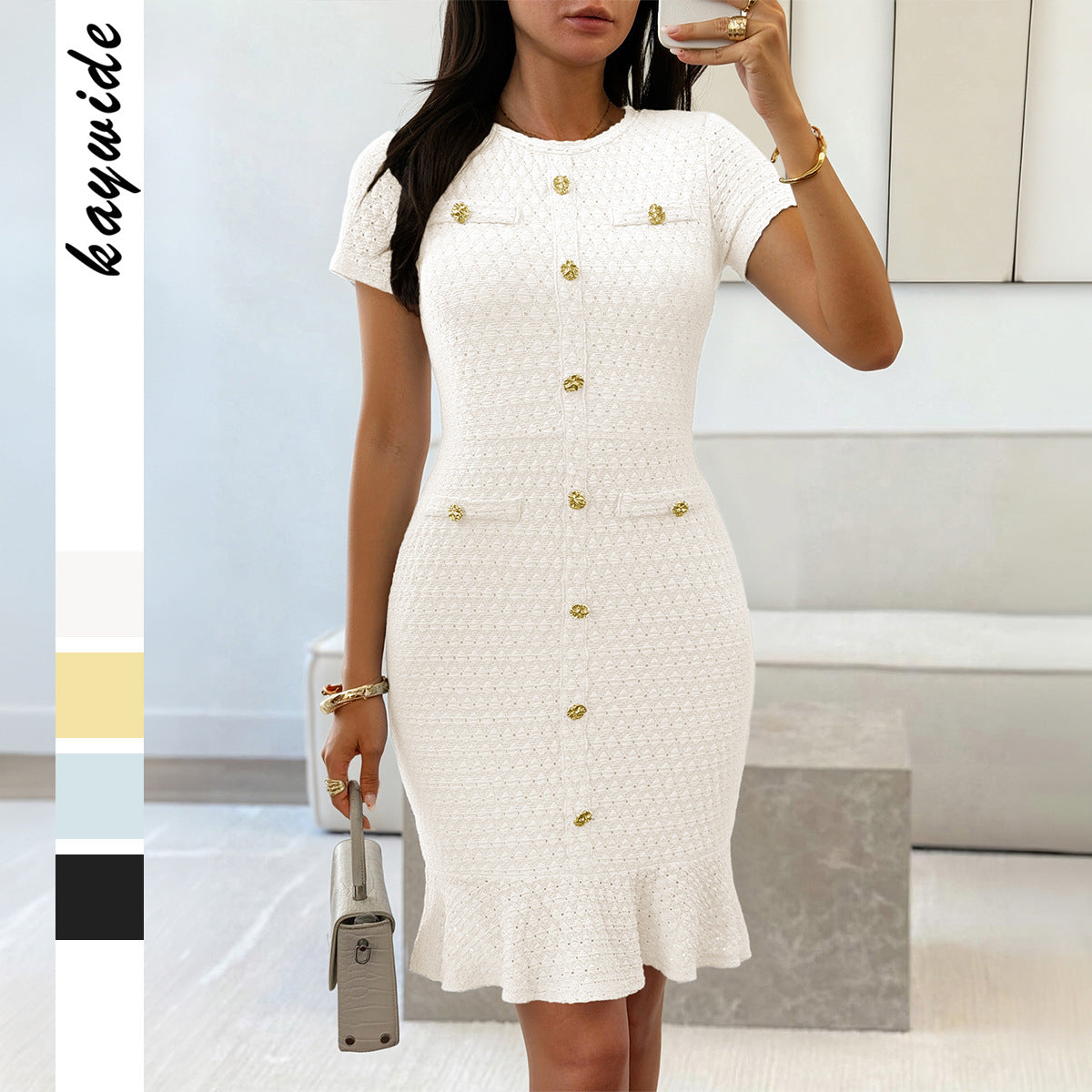 New Women's Elegant Button Sleeve Long Shorts