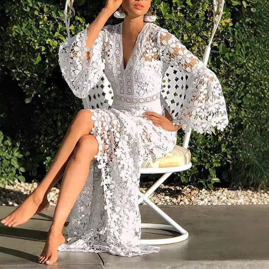 Women's Sexy Backless Slim Fit Lace Swing Dresses