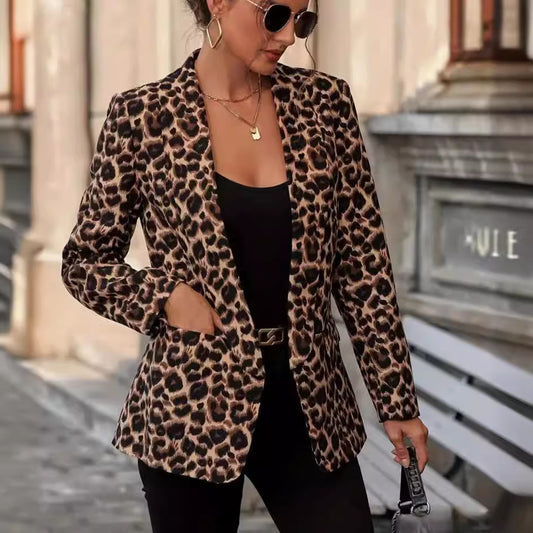 Trendy Stylish Versatile Fashion Leopard Print Blazers