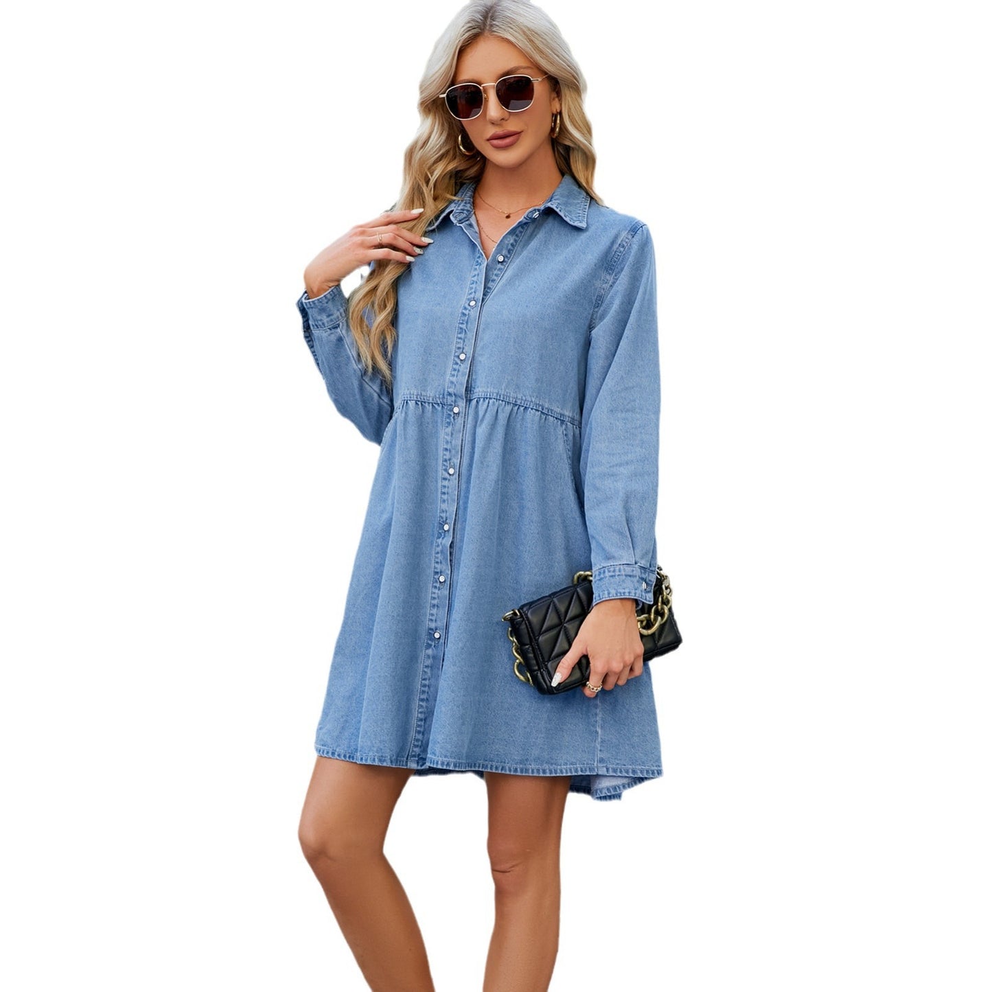 Women's Spring Washed Loose Casual Denim Dress Dresses