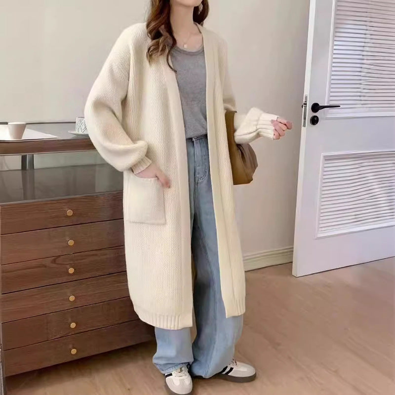Women's Knitted Idle Style Loose Pure Color Long Women's Sweater