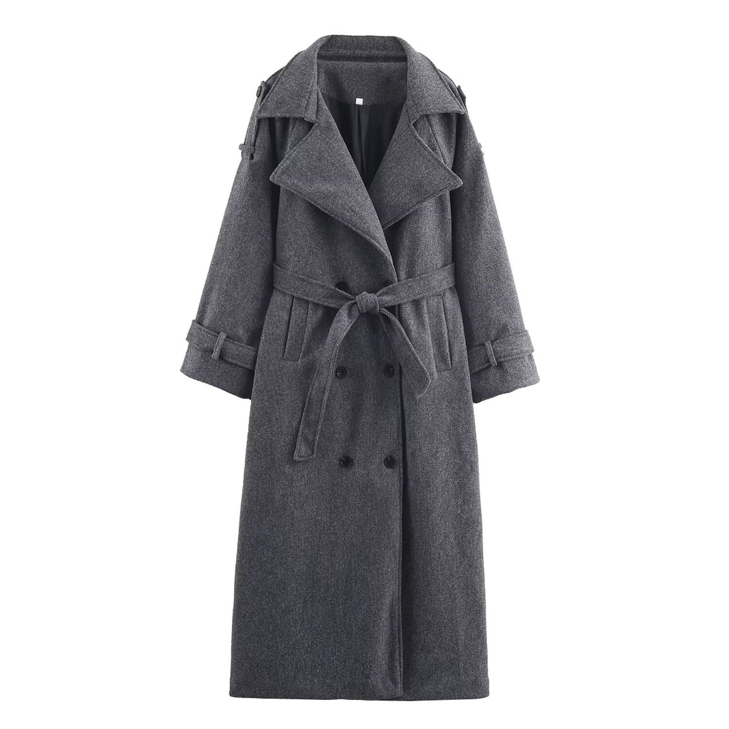 Women's Fashion Casual With Belt Long Woolen Coats
