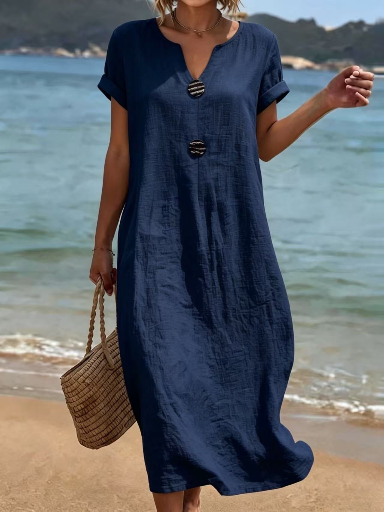 Women's Summer Seaside Holiday White Casual Solid Color Dress