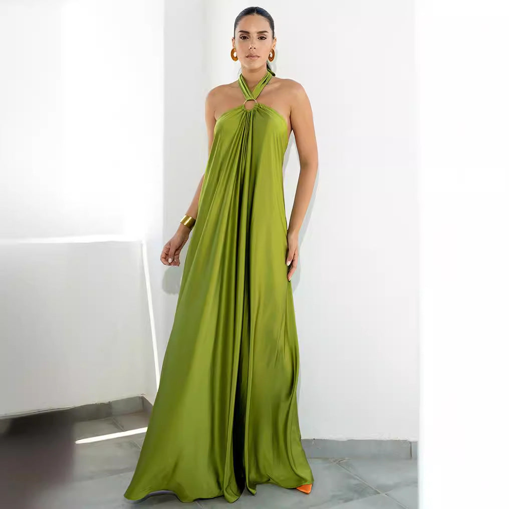 Women's Sexy Temperament Satin Sling Formal Swing Dress Dresses