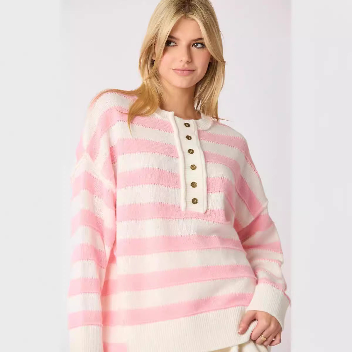 Women's Loose Multicolor Casual Knitted Long Sleeve Sweaters