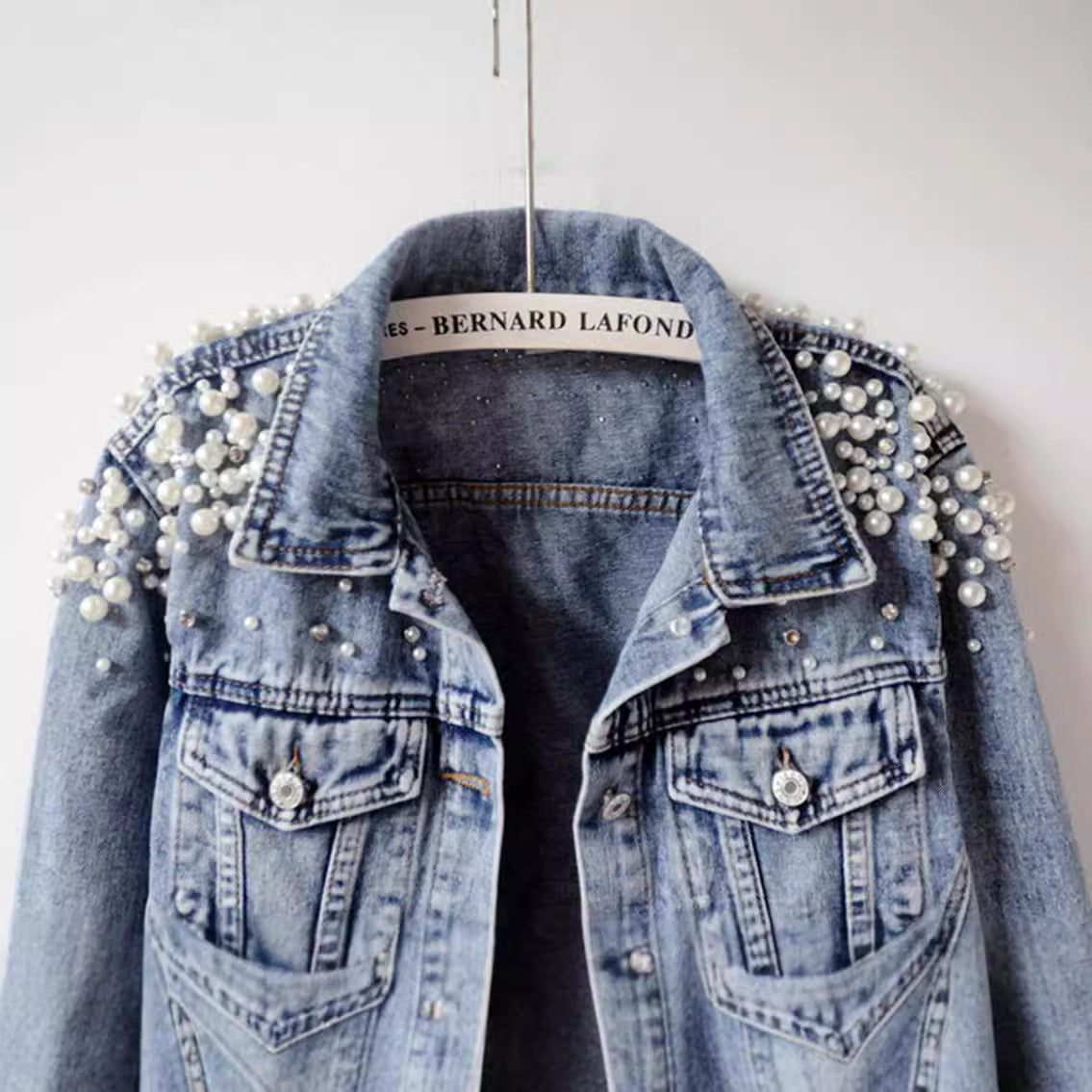 Women's Beaded Denim Long Sleeve Fashion Coats