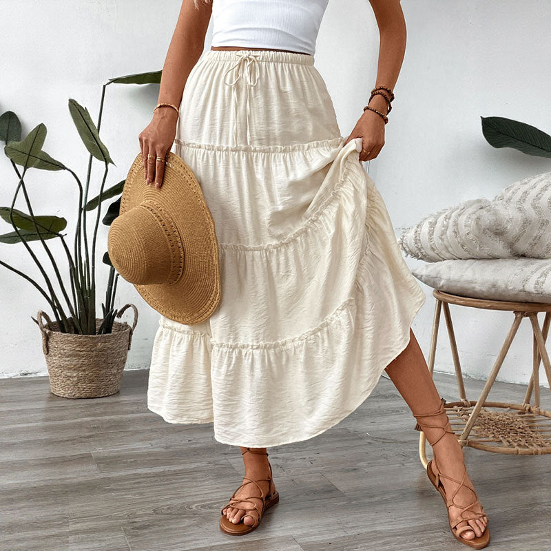 Women's White Fashionable High Waist A- Line Skirts