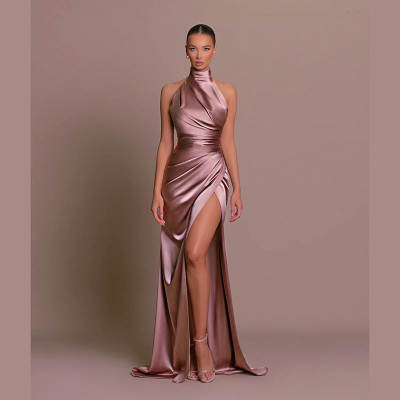 Halter Sleeveless Split Bottoming Dress Autumn Dresses