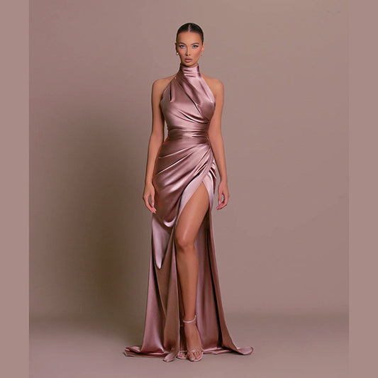 Halter Sleeveless Split Bottoming Dress Autumn Dresses