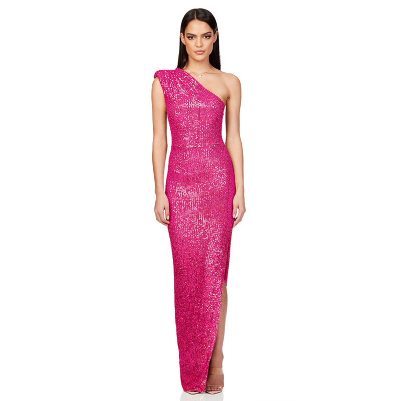 Women's Dress Summer Sleeveless Split Sequined Temperament Dresses