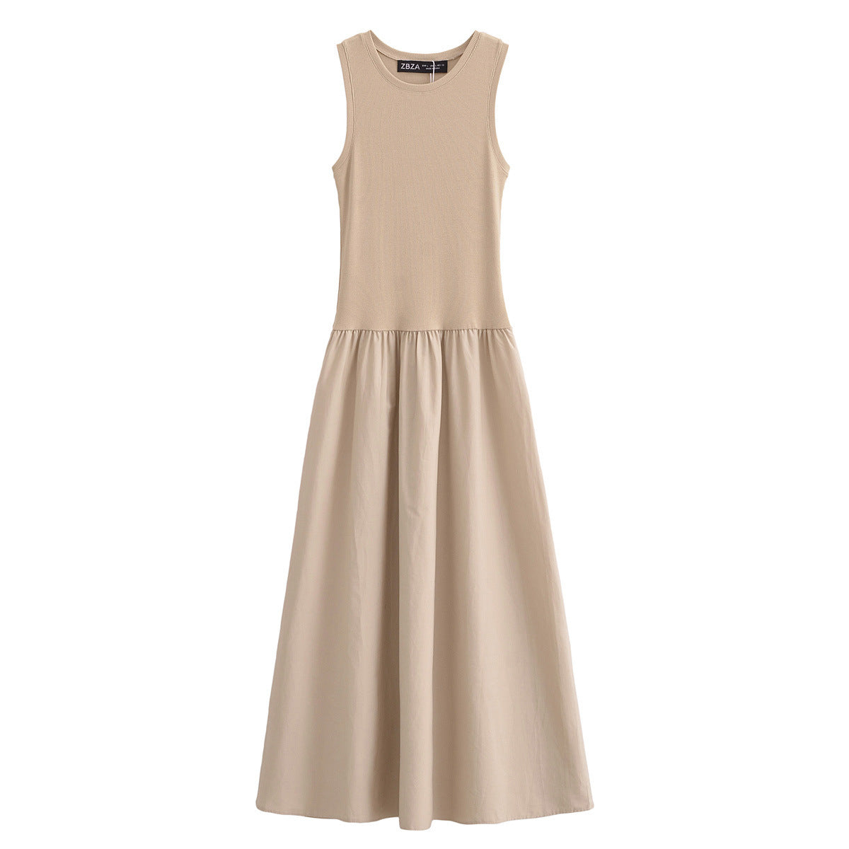 Women's Color Patchwork Round Neck Loose Casual Dresses