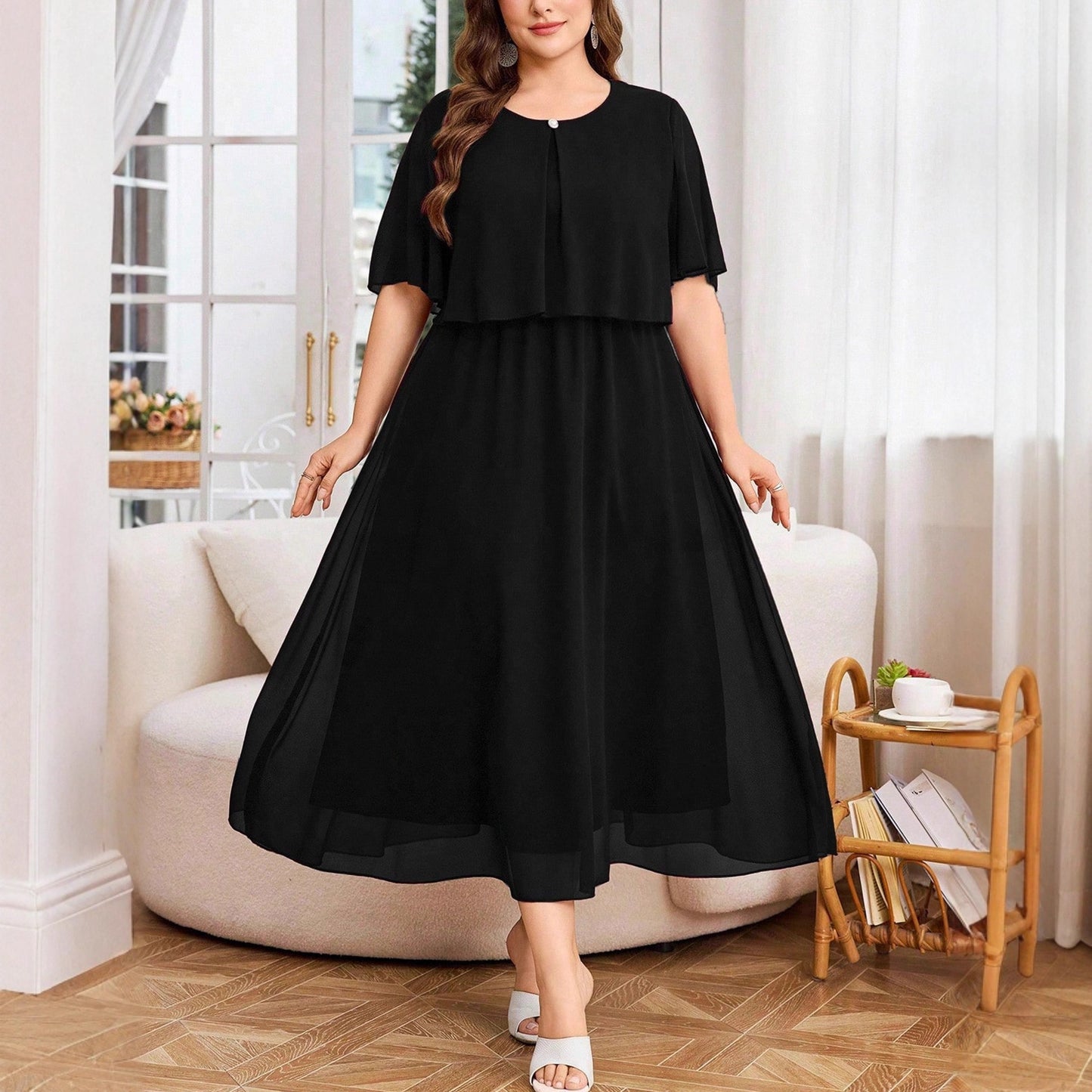 Color Round Neck Sleeves Casual Romantic Beach Elegant Graceful Shorts