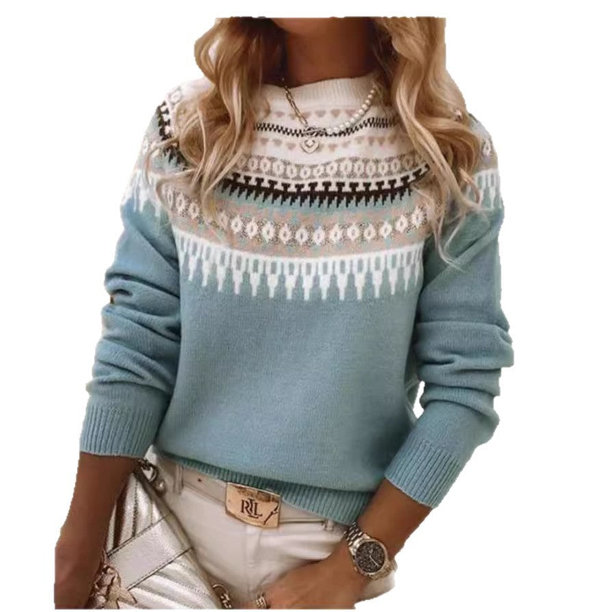 Women's Round Neck Multicolor Loose Fashion Pullover Sweaters