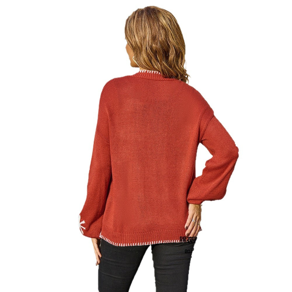 Women's Jacquard Large Flower Personality Knitted For Sweaters